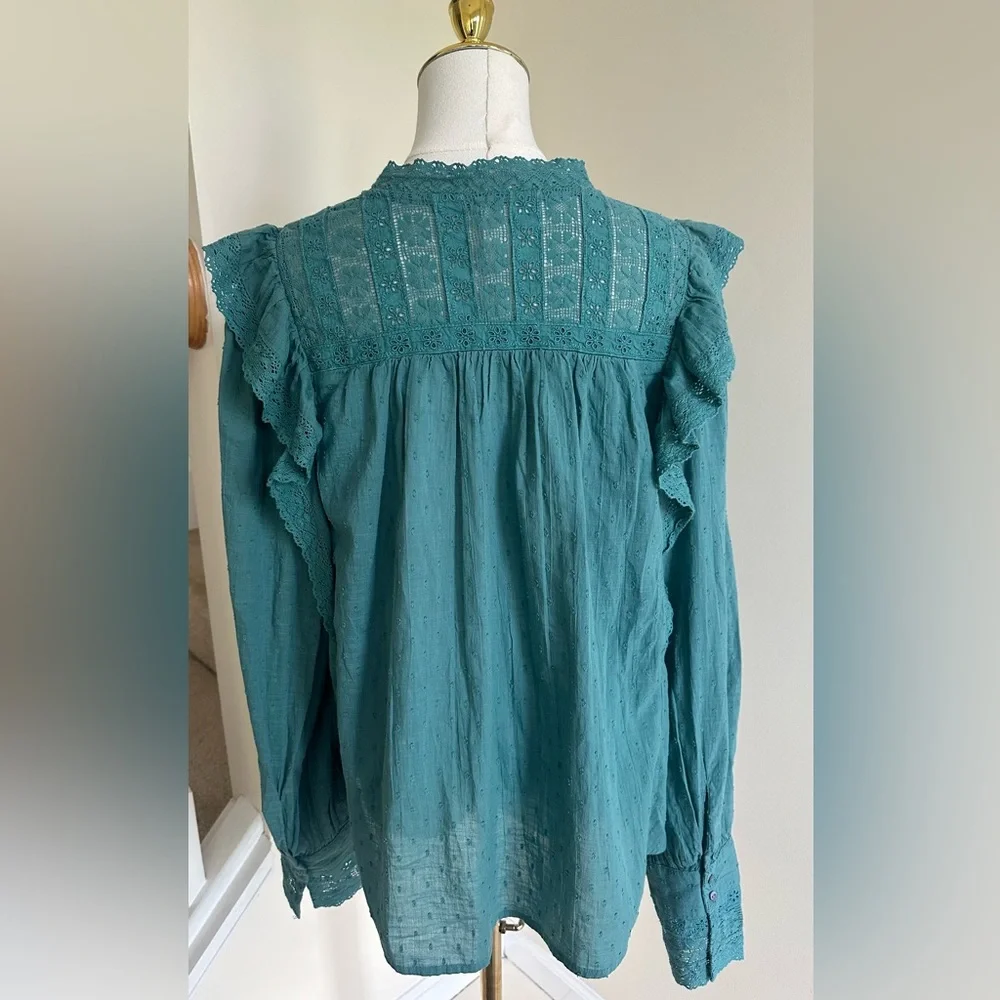 Free People Teal Blouse- Medium- NWOT - Picture 4 of 11